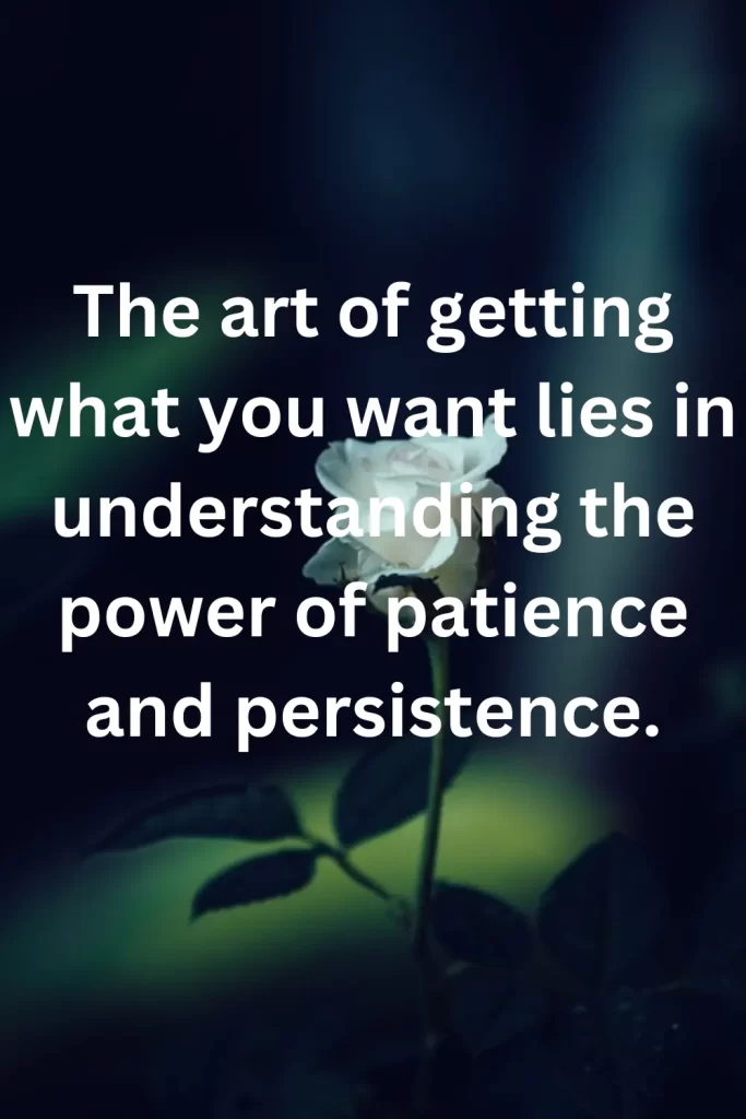 The art of getting what you want lies in understanding the power of patience and persistence. 

